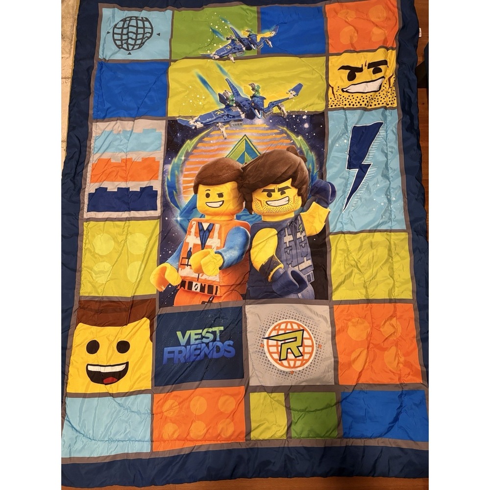 LEGO Movie 2 Vest Friends Twin Comforter Blanket Emmet Rex Kids Bedding 83x62